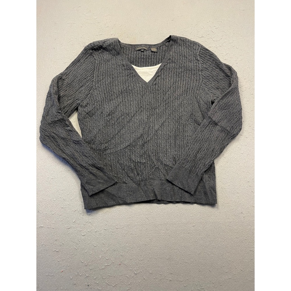 Jeanne Pierre Sweater Cotton Nylon Gray Large Womens